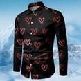 thumbnail image 2 of BlankRift Mens Long Sleeve Dress Shirts Valentines Lapel Button Up Shirt Men Casual Love Heart Print Tops Slim Fit Lightweight Men Dress Shirt Black L, 2 of 3
