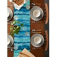 thumbnail image 2 of ERUNPONLY Blue Green Table Runner - 72 Inch Long Gradient Watercolor Modern Abstract Art Cotton and Linen Blended Dress Scarves Farmhouse Table Runner for Kitchen Dining, Coffee Table, 16"x72", 2 of 8