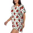 thumbnail image 2 of Kdxio Strawberry Print Pajamas Sets for Women Short-Sleeved Pjs with Lounge Shorts Two Piece Sleepwear S-4XL, 2 of 9
