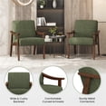 thumbnail image 4 of Yaheetech Set of 2 Mid-Century Modern Corduroy Upholstered Accent Armchairs, Dark Green, 4 of 7