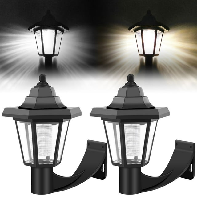 OUSITAID Solar wall lamp 2 Outdoor Solar hexagonal lamp ip44 Waterproof Solar Fence lamp auto - Open/off Ancient LED wall lamp Heat Resistant Solar Garden lamp Decoration Solar Landscape