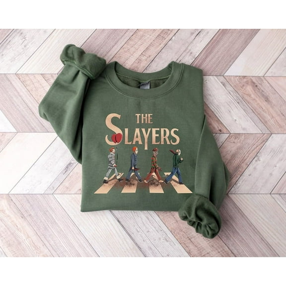The Slayers Horror Movie Sweatshirt, Abbey Road Parody Pullover, Halloween Gift for Horror Fans, Graphic Crewneck