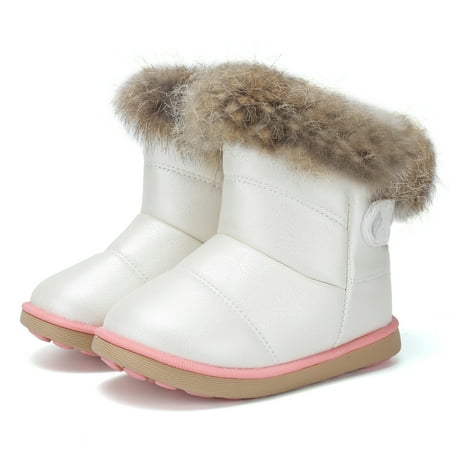 

Toddler Girls Snow Boots Soft-soled Anti-slip Waterproof High Top Warm Shoes For Winter