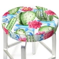thumbnail image 3 of Daiia Flowers and Cactus Stool Covers Round,Round Bar Stool Covers Waterproof Bar Chair Covers Washable Stool Cushion Slipcover for 12-14 Inch Chair-13 inch, 3 of 7
