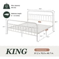 thumbnail image 2 of Amolife King Bed Frame, Metal Platform Bed with Vintage Curved Iron-Art Headboard, Easy Assembly, White, 2 of 6