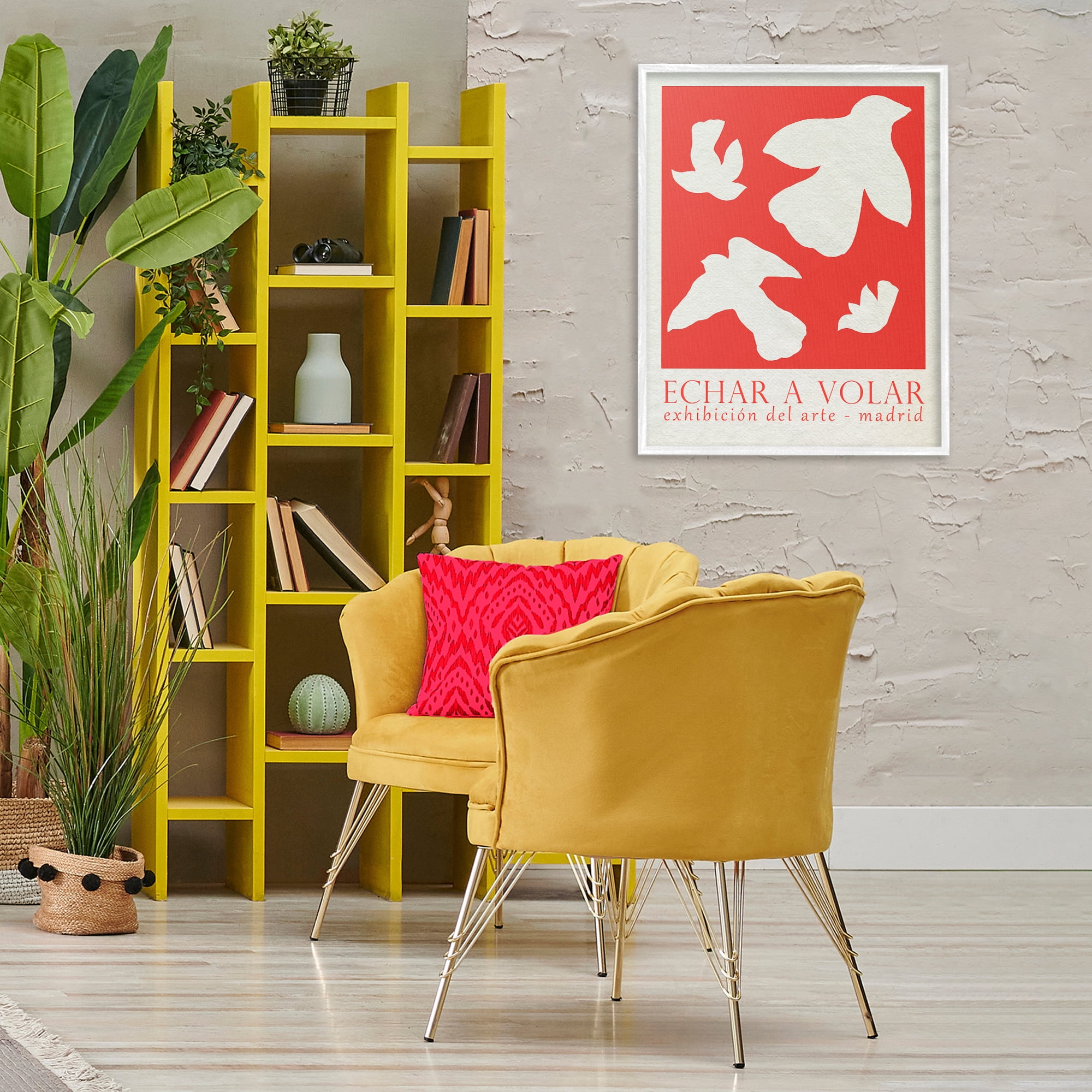 Stupell Industries Classic Exhibition Red Birds Typography Painting White Framed Art Print Wall Art, 24 x 30