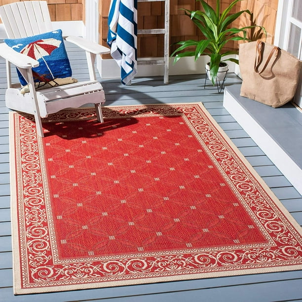 Safavieh Courtyard Collection CY15023707 Red and Natural Indoor