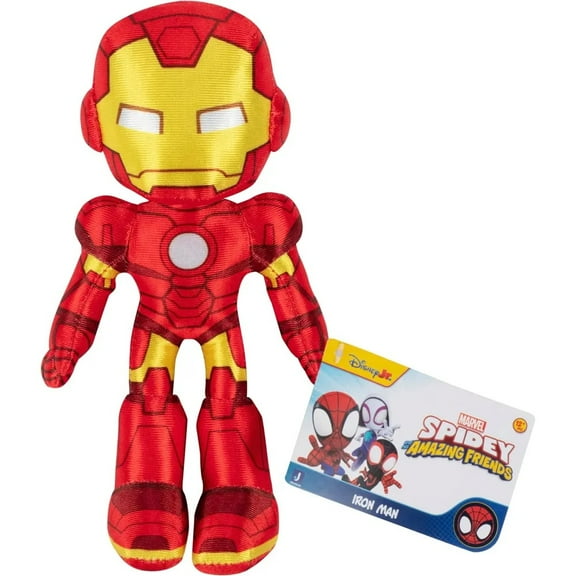 Marvel Spidey and His Amazing Friends 8" Iron Man Plush - Spiderman Stuffed Animal Toy Figure - Officially Licensed - Spider-Verse Gift for Kids, Boys, Girls