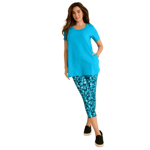 Roaman's Women's Plus Size Scoopneck Short Sleeve Pocket Tunic