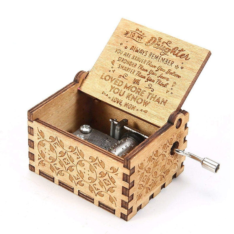 Retro Wooden Music Box Antique Hand Crank Engraved Toys Children Birthday Gift Retro Wooden Music Box Antique Hand Crank Engraved Toys Children Birthday Gift