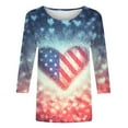 thumbnail image 4 of BLTIBY Womens Blouse Summer 3/4 Sleeve Round Neck Independence Day Printed Shirts Loose Novelty T-Shirts Fashion Pullover Tops 2025 Red 3 4XL, 4 of 5