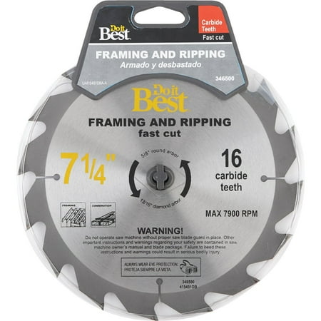

Do It Best 7-1/4 In. 16-Tooth Framing & Ripping Circular Saw Blade