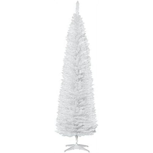 7' Artificial Pencil Christmas Tree, Slim Xmas Tree With 390 Realistic
