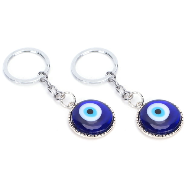 Amuleto de Ojos Azules, Llavero de Vidrio de Vidrio de Glasado de Color Aleación Evil Oye Key Anillo para Familia para Amigos para Componeros de Clase