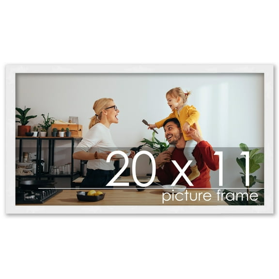 20x11 White Wood Picture Frame - UV Acrylic, Foam Board Backing, Hanging Hardware