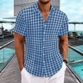 thumbnail image 1 of Blusa y camisa de cuello vuelto de manga corta Camisa a cuadros con botones para hombre Top de solapa de manga corta de moda Top/camisa de solapa de manga corta para hombre clásico y versátil Tops par, 1 of 7