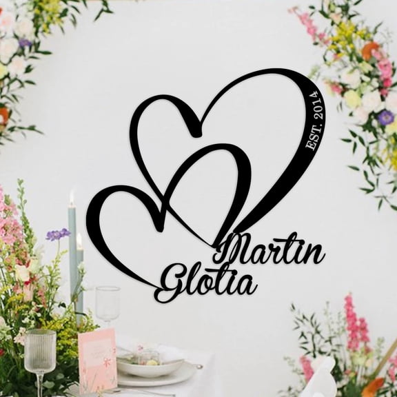 KAINSY Metal Signs Customized, Custom Couple's Name Sign, Personalized Wedding Gifts for Couples 2025, Metal Outdoor Wall Art, Wall Art Decor, Custom Family Name Sign, Housewarming Gift(10inches)