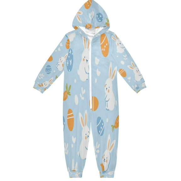 Soft Big Kids Onesie Pajamas Cozy Loose-Fit Jumpsuits for kids with Pockets for Christmas Lounge & Play Easter-themed Pattern