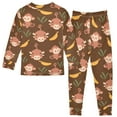 thumbnail image 2 of joogoo Cute Monkey Banana 2 Piece Long Sleeve Tee and Pants Cotton Pajama Set 3T, 2 of 7