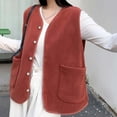 thumbnail image 2 of Lmnyox Sherpa Fleece Vest for Women Fashion Sleeveless Button Down Vest Outerwear Solid Thermal Casual Vest, 2 of 6