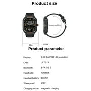 Rainbuvvy GT55 2.01 Inch Smart Watch Portable Bluetooth Headset IP67 Support Android 5.0/iOS 9 Compatible Sports Watch Silver