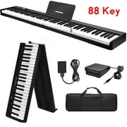 iMeshbean Folding 88 Key Piano Keyboard Electronic Keyboard Piano Portable Full Size Keyboard For Beginner, Portable with Pedal, Power Supply & Carrying Bag, Black