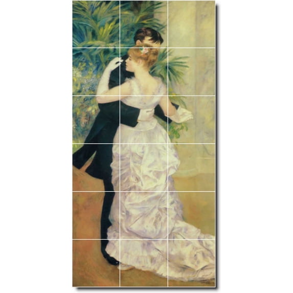 Ceramic Tile Mural-Auguste Renoir Men Women Painting 4. 24" w x 48" h using (18) 8 x 8 ceramic tiles