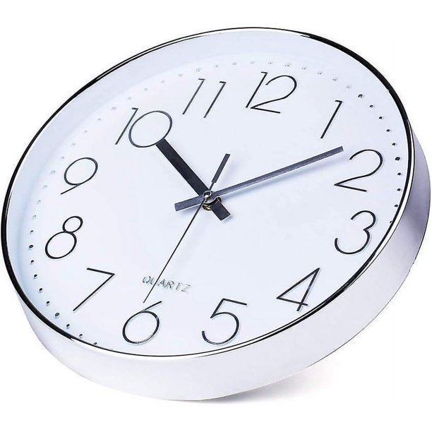 Nuevo producto, reloj de pared moderno, grande, decorativo, universal, silencioso, sin tictac (plata)