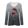 thumbnail image 4 of IWRICH Women's Christmas Red Glass Printed Tops Casual V-Neck Long Sleeve Casual T-Shirts 2025 Fall Trendy Tees Dark Gray S, 4 of 4