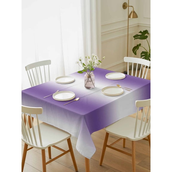 Purple White Ombre Tablecloth Rectangle Table Cloth 60x84, Waterproof Tablecloth Outdoor Table Cloth, Modern Abstract Art Farmhouse Gradient Washable Table Cover for Kitchen Dinning Party