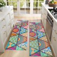 thumbnail image 4 of Kitchen Rugs Sets Of 2,Multicolor Ethnic Geometric Pattern Anti Fatigue Kitchen Mat Rugs Non Slip Washable,Decorative Kitchen Floor Mats for Kitchen,Sink,Laundry,17"X47", 4 of 5