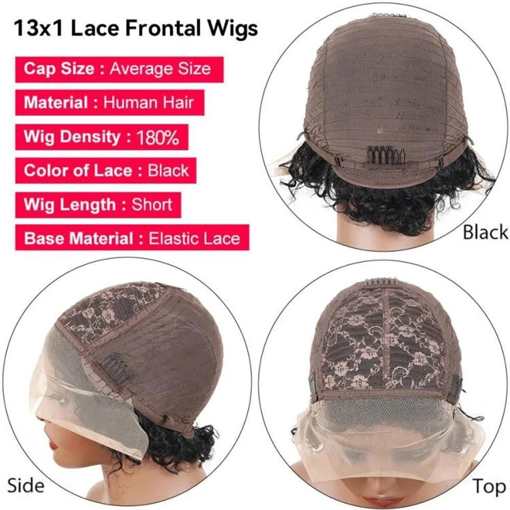 13x1 Lace Front Human Hair Wig Short Bob Preplucked Indian Remy Wig