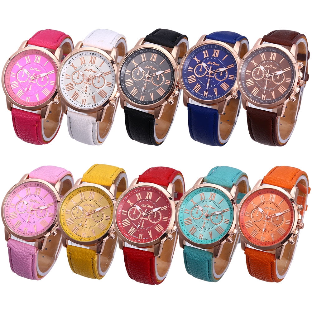 Adeeing 10 Pack Assorted Platinum Watch for Women Quartz Watch Wholesale  Ladies Watch Sets, Women's Wrist Watches with Pu Leather - Walmart.com