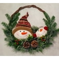 thumbnail image 1 of Snowmen In Greens And Pinecones Wreath, 1 of 1