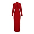 thumbnail image 6 of Elainilye Fashion Womens Dress Spring Sexy Casual Round-Neck Solid Slimming Split Long Dress Banquet Evening Dress,Red, 6 of 7