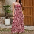 thumbnail image 1 of Ovzne Robes pour Femmes Robe Mode Décontractée Aguichant Pli Imprimé Été Camisole Sans Manches Robe de Printemps Imprimée Liquidation, 1 of 7