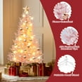 thumbnail image 3 of 4 FT Pink Prelit Flocked Christmas Tree, 472 PE&PVC Tips Artificial Xmas Tree, 8 Lighting Modes 150 LED Pink Tree Flame Retardant, Hinged Design, Foot Pedal Switch for Home Office Decoration, 3 of 7