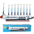 thumbnail image 2 of Spaceship Kids Menorah Hand Painted Polyresin - Sculptured Space shuttle Candle Minorah for Children fits standard Hanukkah Candles - Experience Chanukah in Outer Space Kid Menorahs By Zion Judaica, 2 of 8
