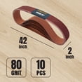thumbnail image 2 of Cintas abrasivas POWERTEC 424208A 80 Grit 10PK para lijadora 2x42, 2 of 7