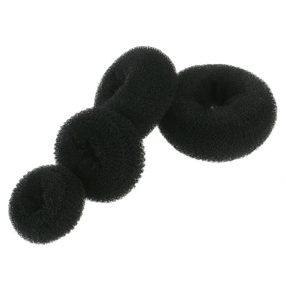 unbranded 4 Pcs Hair Donut Stylish Hair Bun Small Hair Bun Maker Black