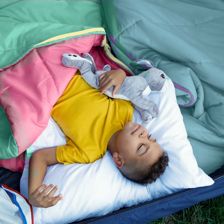 Ozark Trail Youth 50F Rectangular Sleeping Bag, Teal & Pink photo 6