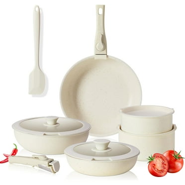 Smiaoer Pots and Pans Set Non Stick, 12-Piece Cookware Set with Detachable Handle, Oven Safe, Induction Ready, Stackable RV Kitchen Cooking Set