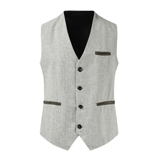 Mens Dress Suit Vest 4 Button V Neck Formal Business Comfortable Soft Costume