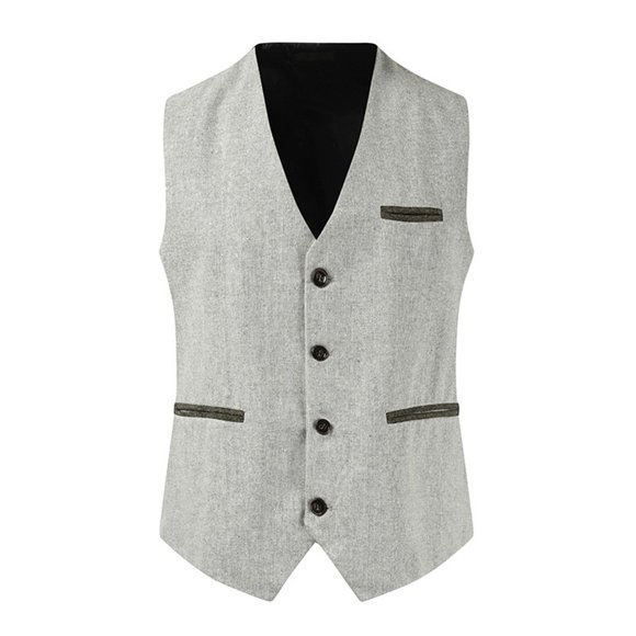 Mens Dress Suit Vest 4 Button V Neck Formal Business Comfortable Soft Costume