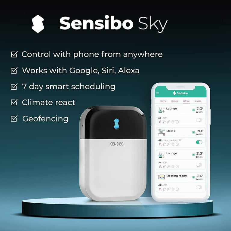 Sensibo Sky AC Thermostat Smart Air Conditioner Controller for Mini Split  Remote Control White
