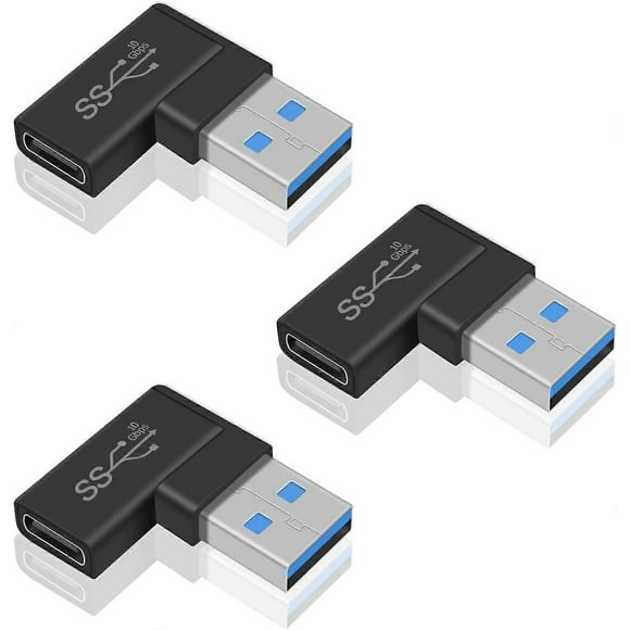USB to USB C Adapter, USB A to USB C Adapter, 10Gbps Right Angle USB 3.0 Male to USB C Female Adapter, 90 Degree USB 3.1 Gen2 USB C to USB 3.0 Adapter