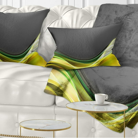 Designart Green Gold Texture Pattern - Abstract Throw Pillow - 12x20