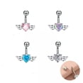thumbnail image 4 of GKNET Vegetable Colour Heart Zirconia Wings Belly Button Ring Piercing Jewellery-AB, 4 of 9
