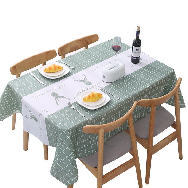Spill Proof Vinyl Table Cloth, Plastic Rectangle Tablecloth With Elastic Band