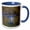 Blue/White, variant on 3drose, Usa, Washington State. Adult Male Wood Duck Flies Over a Marsh., 11oz Magic Transforming Mug